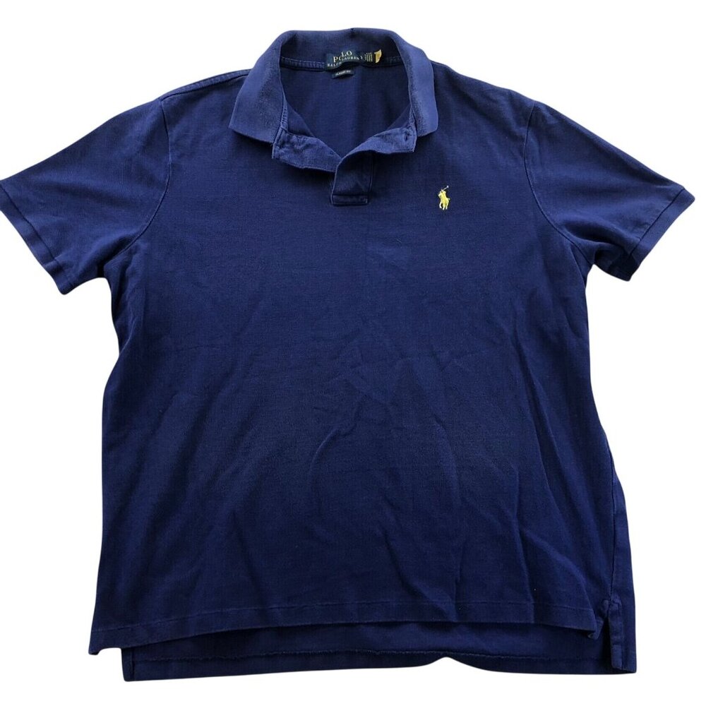Polo Ralph Lauren Mens Polo Shirt Large Short Sleeve Navy Classic Fit Casual